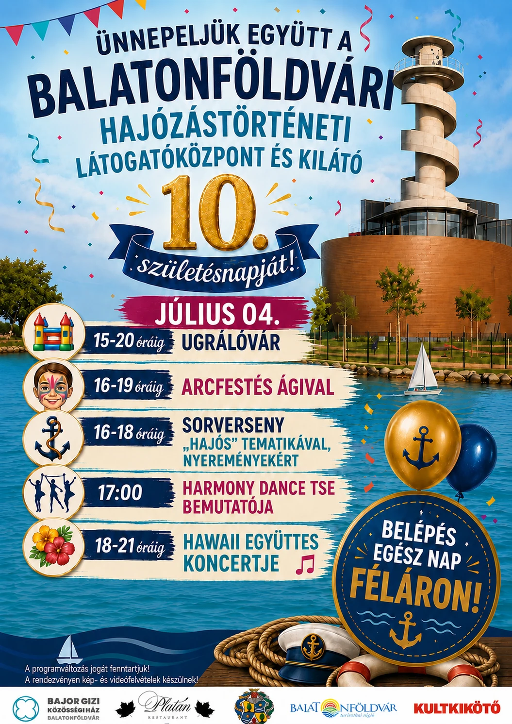 10 éves a balatonföldvári kilátó - programajánlat